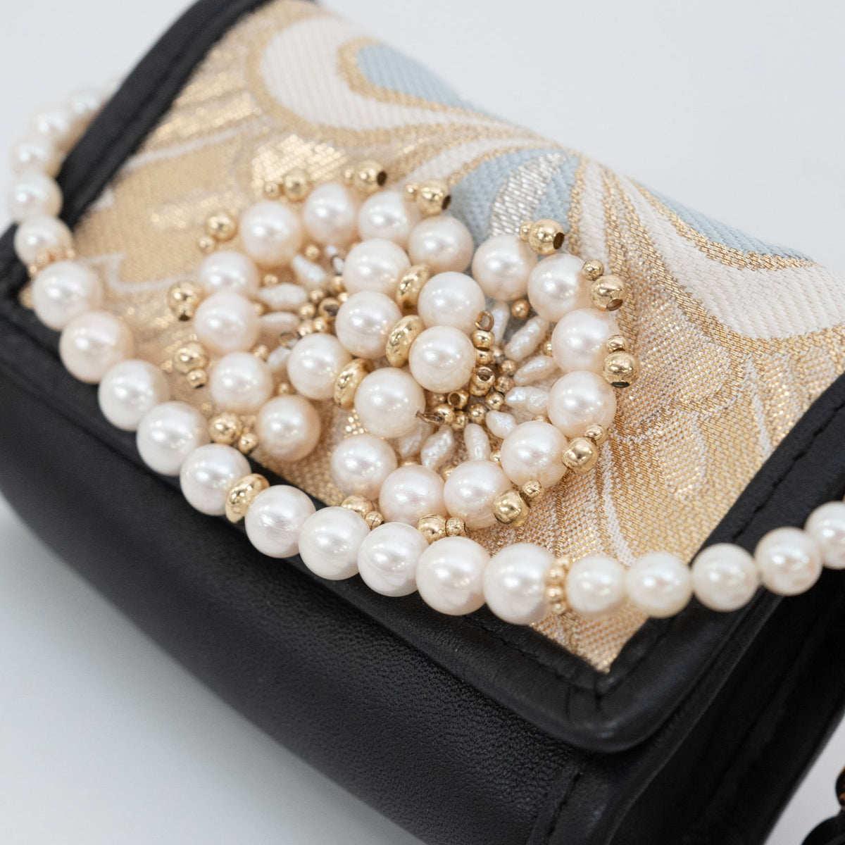 Jewel Micro Bag with 24K Pure Gold Leaf Obi and Akoya Pearls