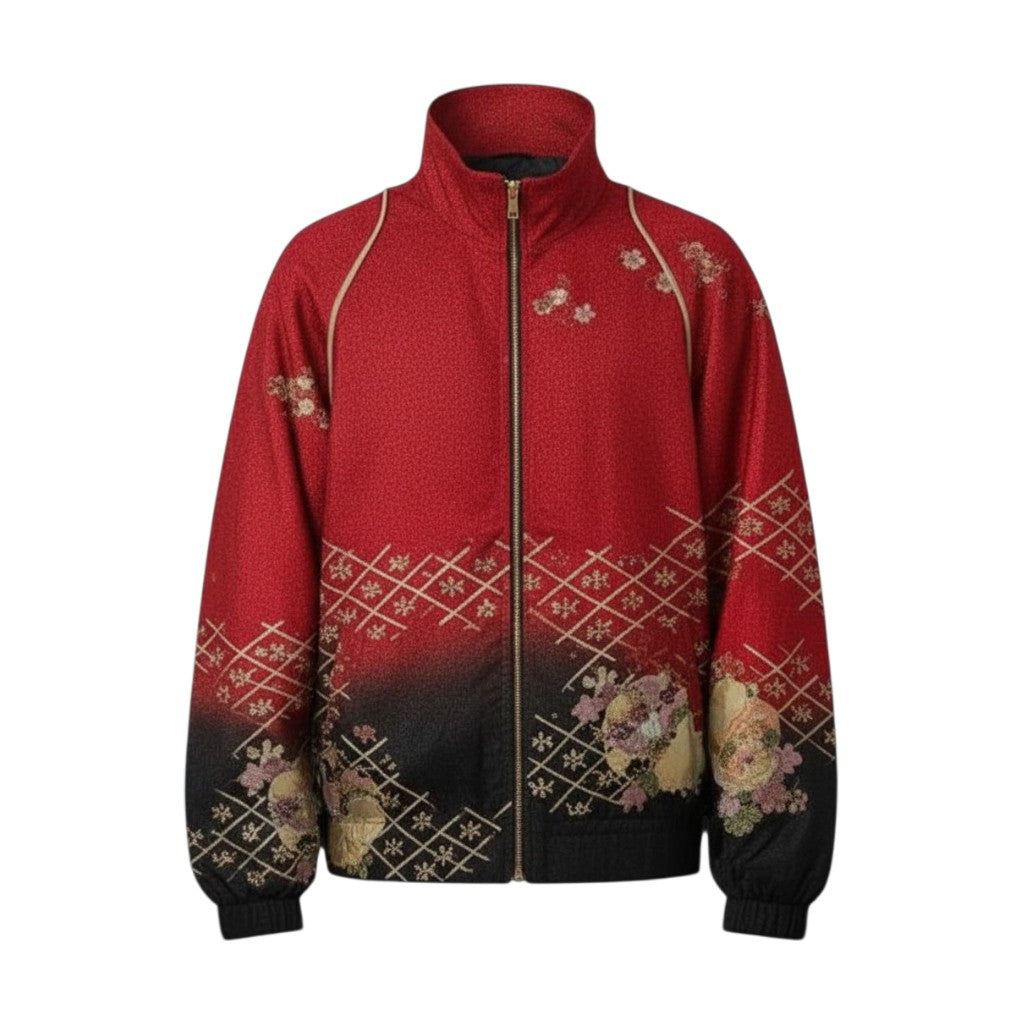 Red and Black Gradation Furisode Blouson