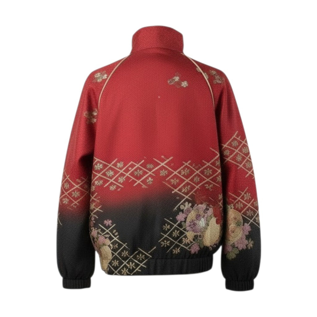 Red and Black Gradation Furisode Blouson