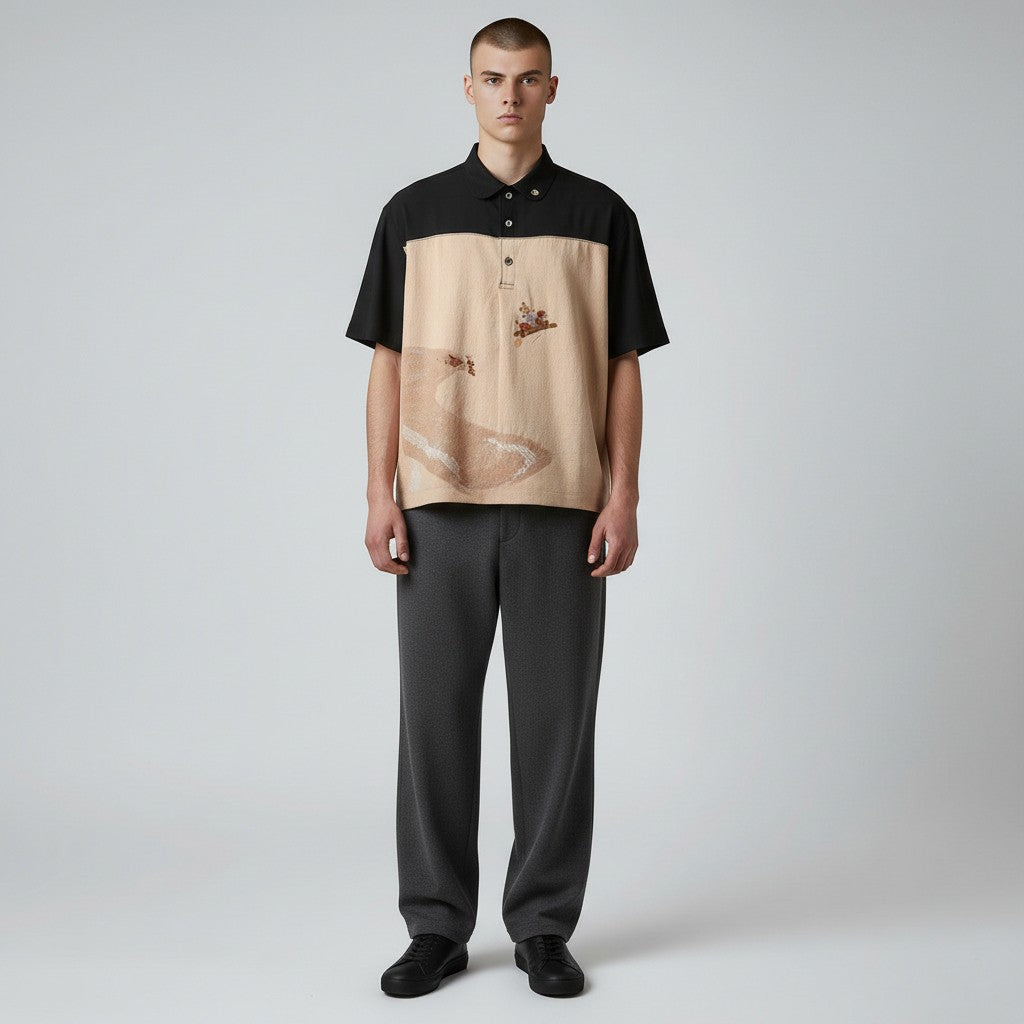 黒留袖を纏う羽二重絹のシャツ