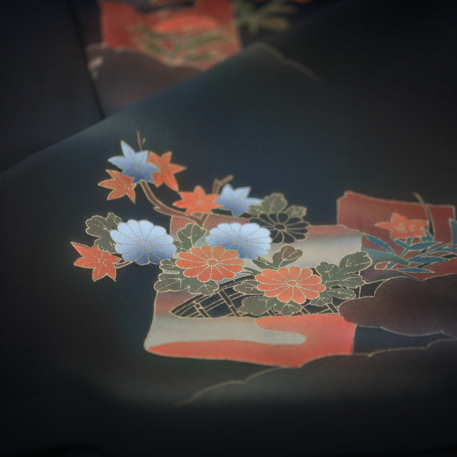 A floral silk shirt worn with a formal kimono