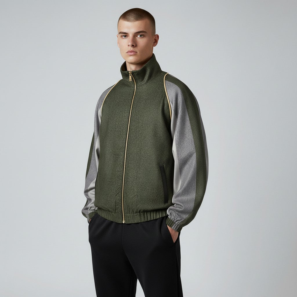 本場結城紬よろけ縞模様ブルゾン