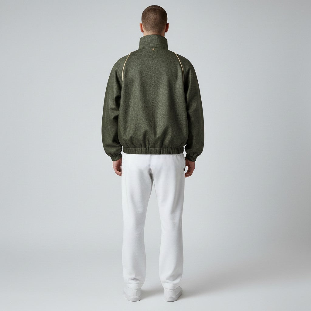 本場結城紬よろけ縞模様ブルゾン