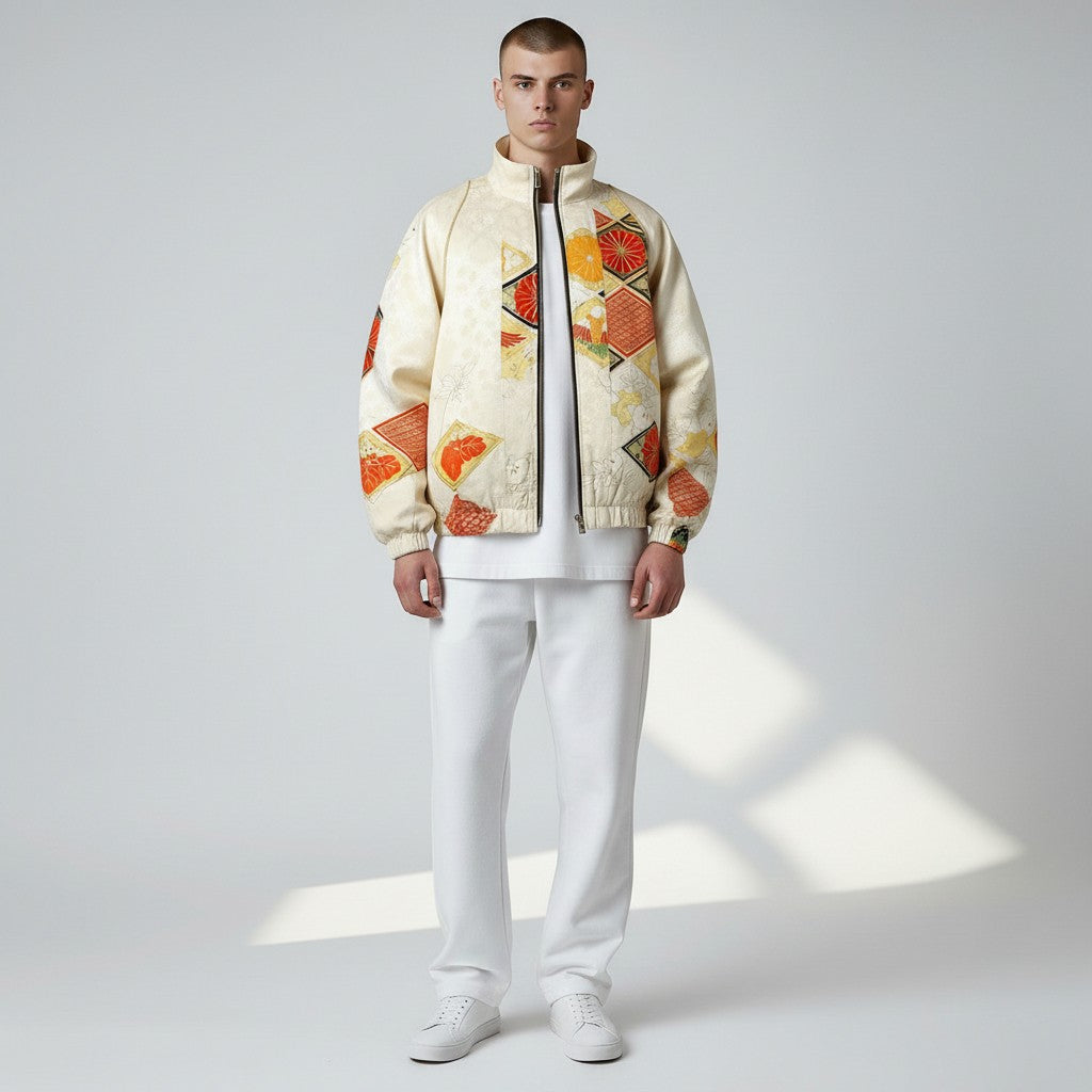 Modern Japanese style luxurious embroidered furisode blouson