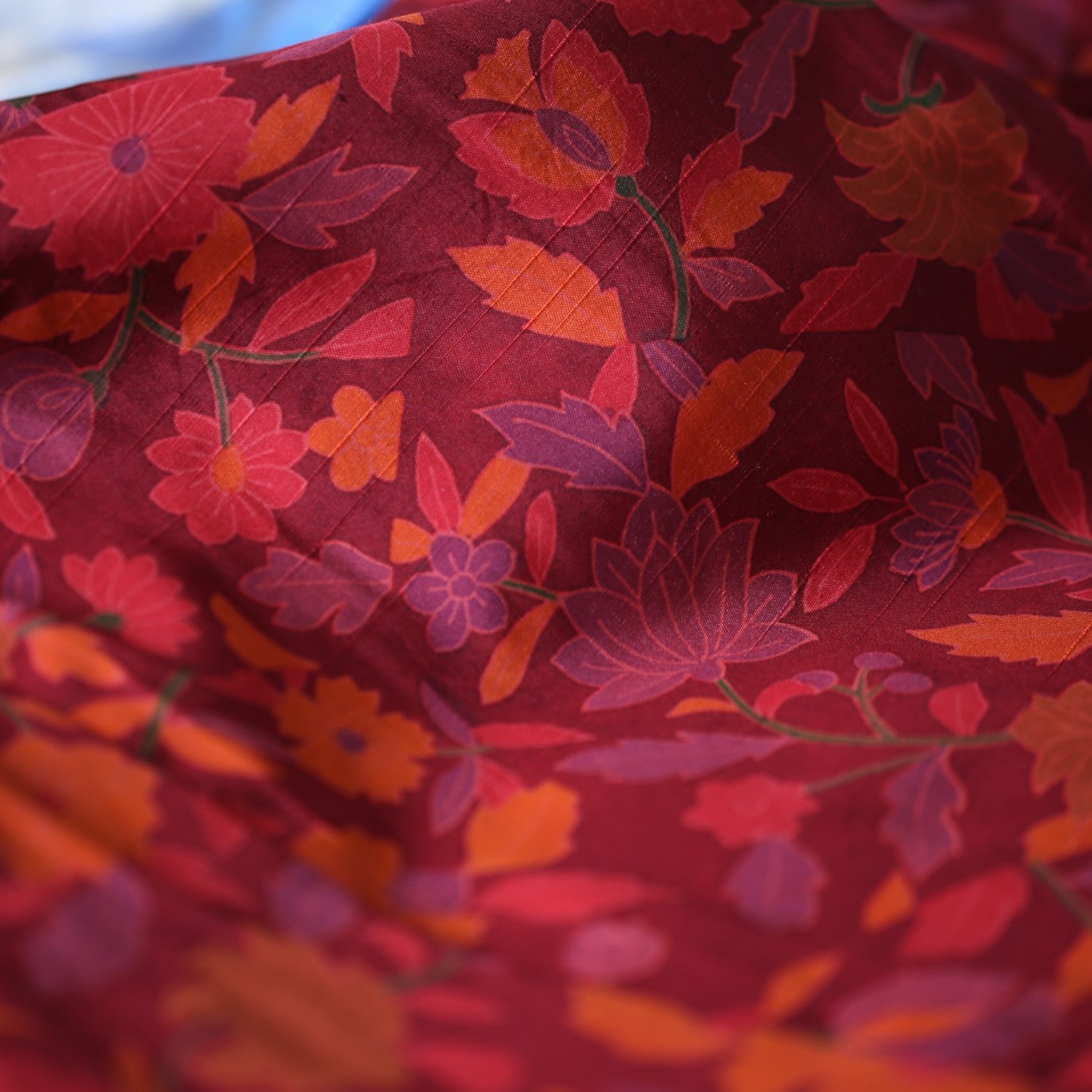 和モダン唐花模様紬と華文袋帯のパンツ