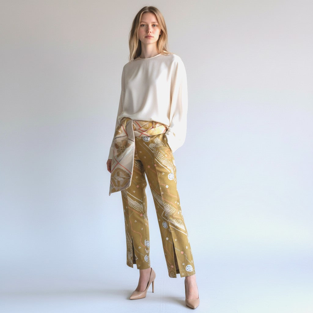 華やか絞り染め格調高い和パンツ