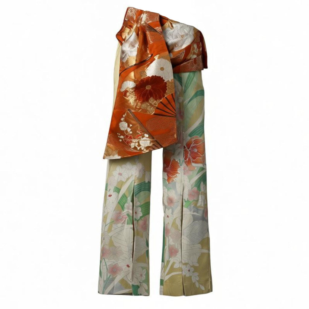 Sparkling floral fan design with elegant pants