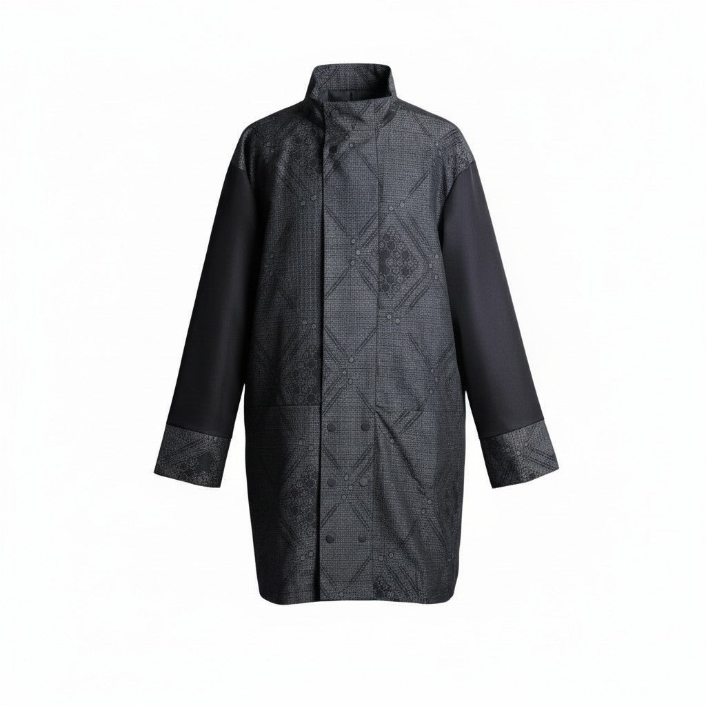 A glossy haori coat made from authentic Yuki Tsumugi silk