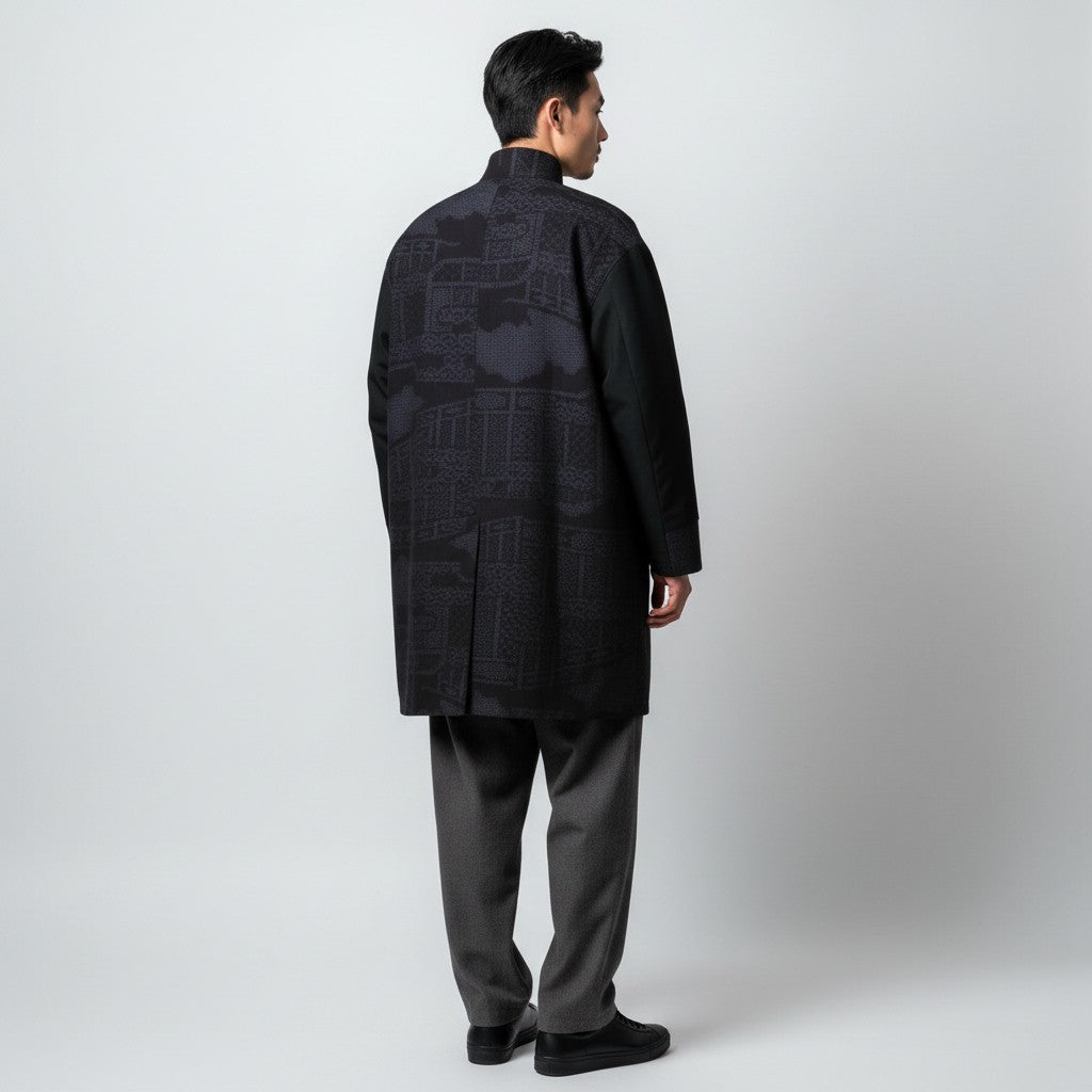 結城紬・雲景シルエットコート
