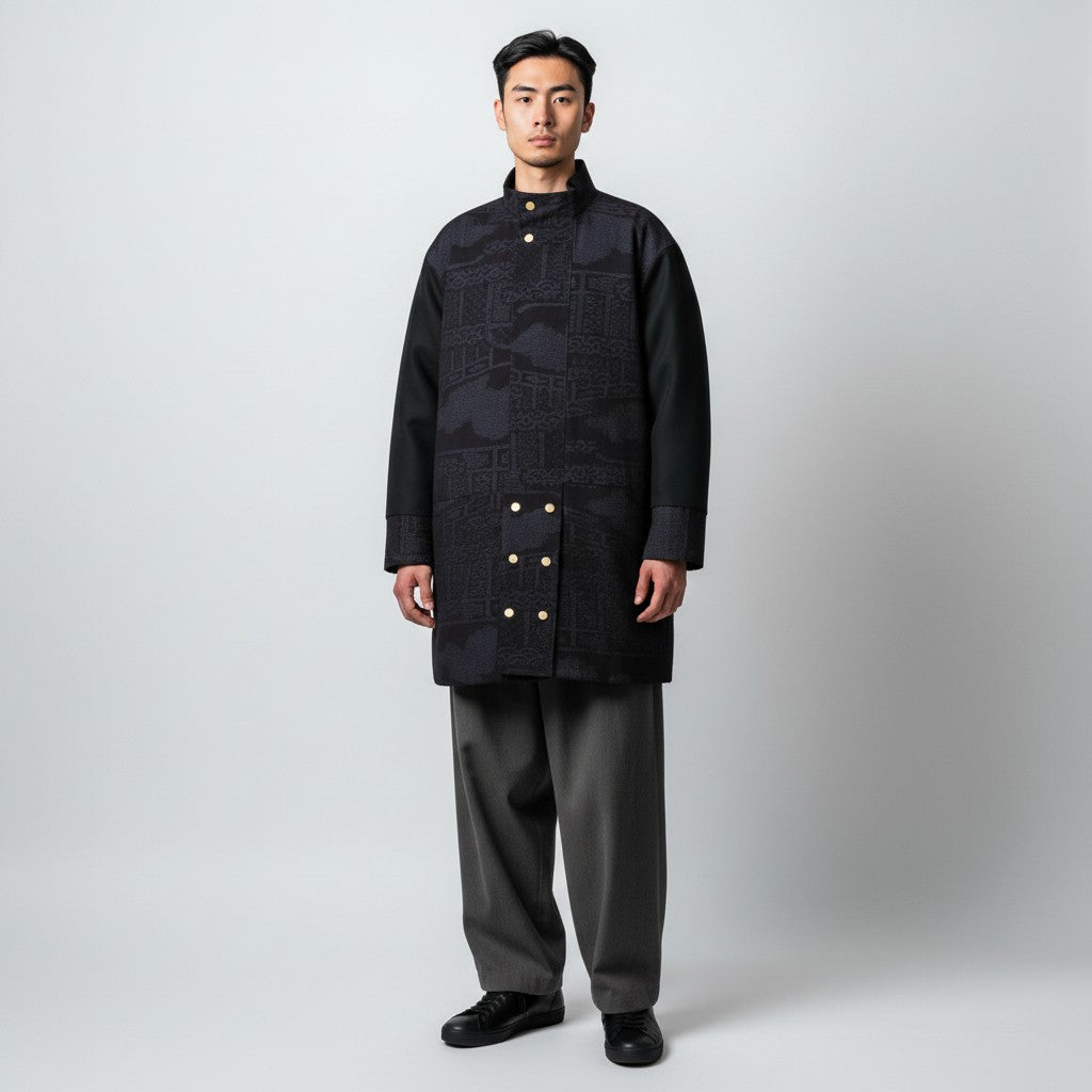 結城紬・雲景シルエットコート