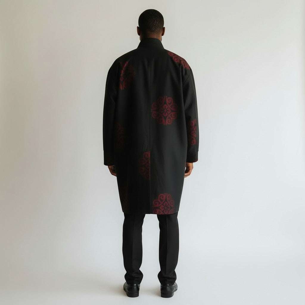 Black and red modern coat