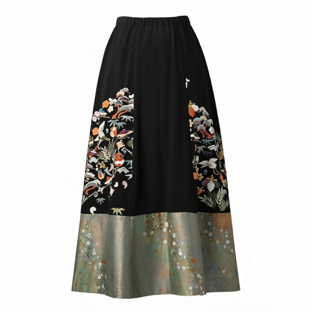 A timeless, lustrous gold-painted skirt