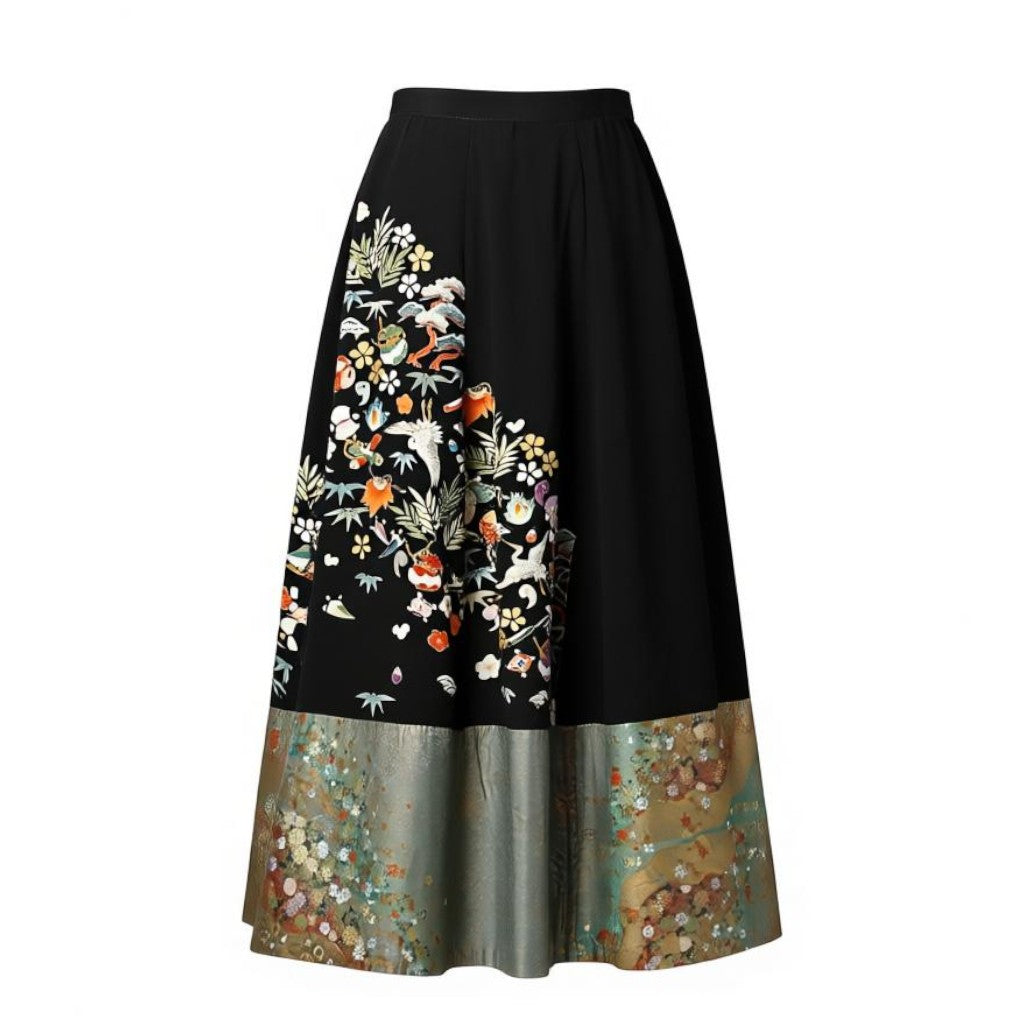 A timeless, lustrous gold-painted skirt