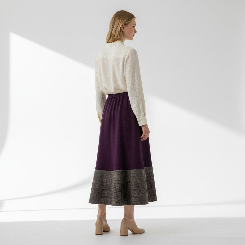 Elegant purple draped skirt