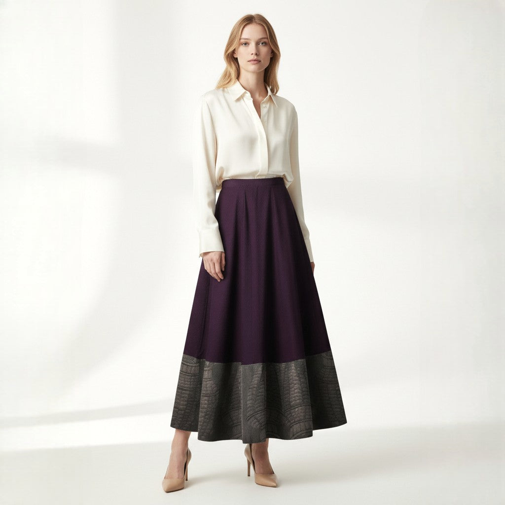 Elegant purple draped skirt