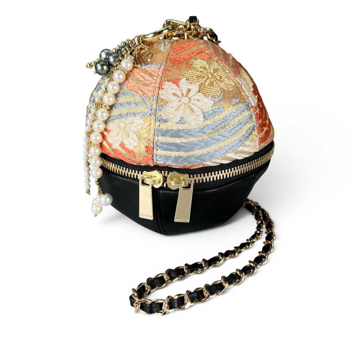 唐織ヴィンテージ帯と本革のMari Bag