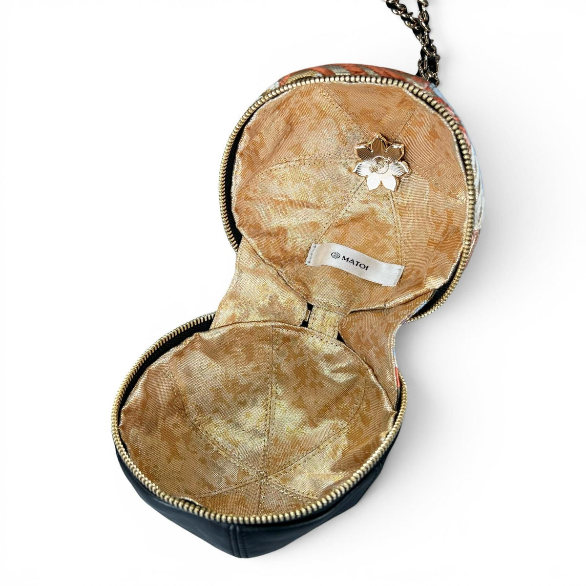 唐織ヴィンテージ帯と本革のMari Bag