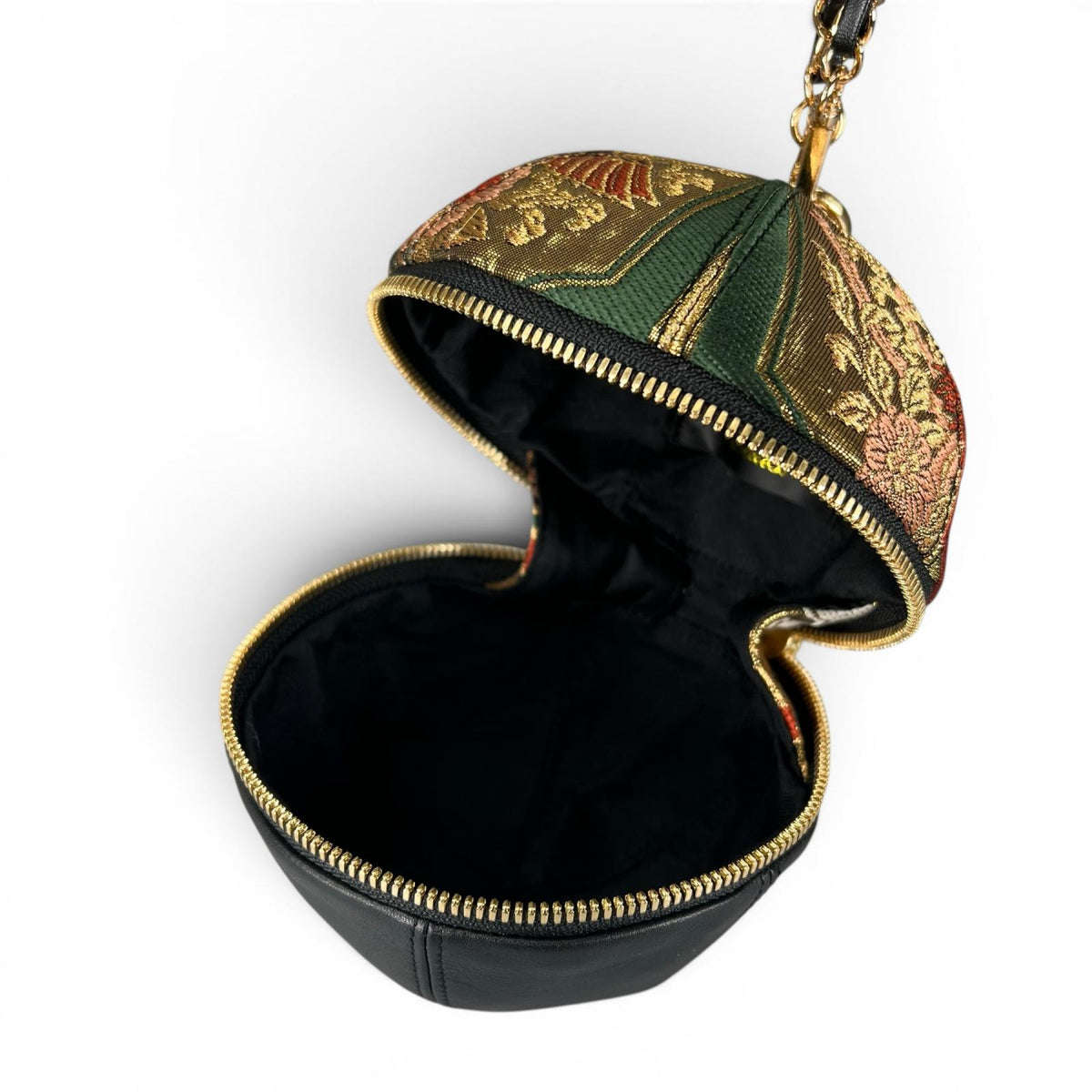 鳳凰華紋の正絹帯と極上革のMari Bag