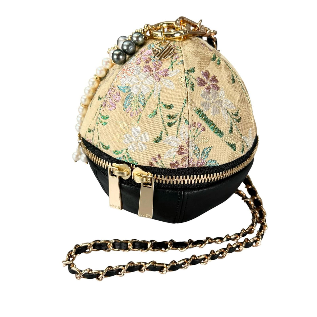 枝垂桜蝶帯と上質革のMari Bag