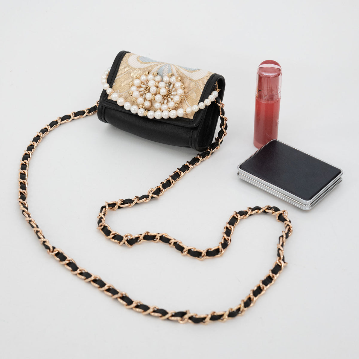Jewel Micro Bag with 24K Pure Gold Leaf Obi and Akoya Pearls