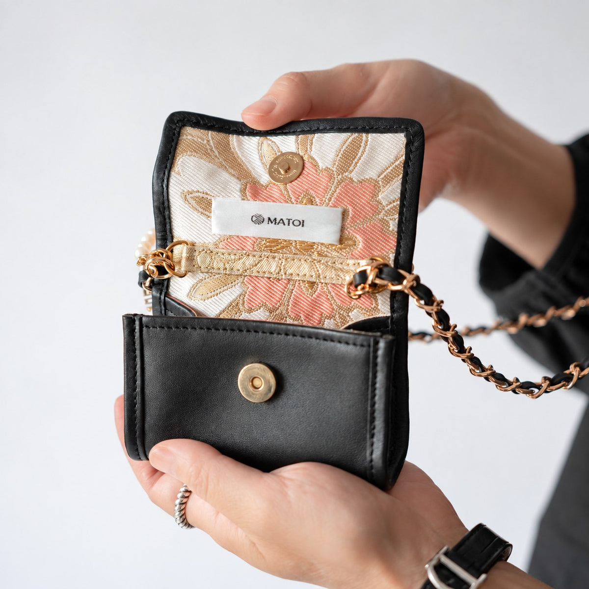 Jewel Micro Bag with 24K Pure Gold Leaf Obi and Akoya Pearls