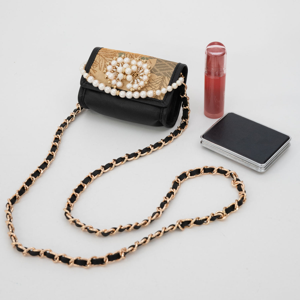 "Yukiwa Wakamatsu" Obi and Pearl Micro Bag