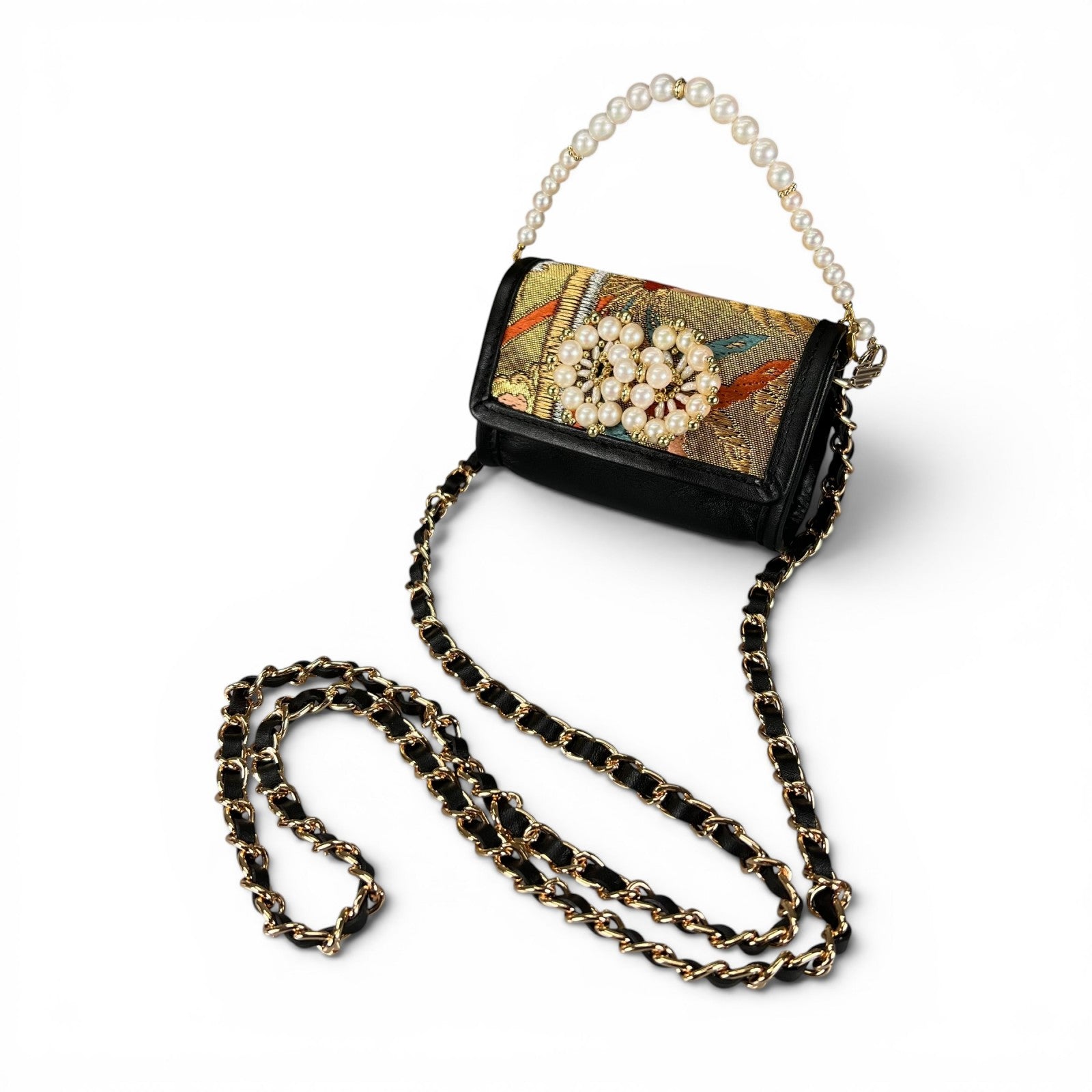 「鳳凰華紋」真珠と帯の至宝Micro bag