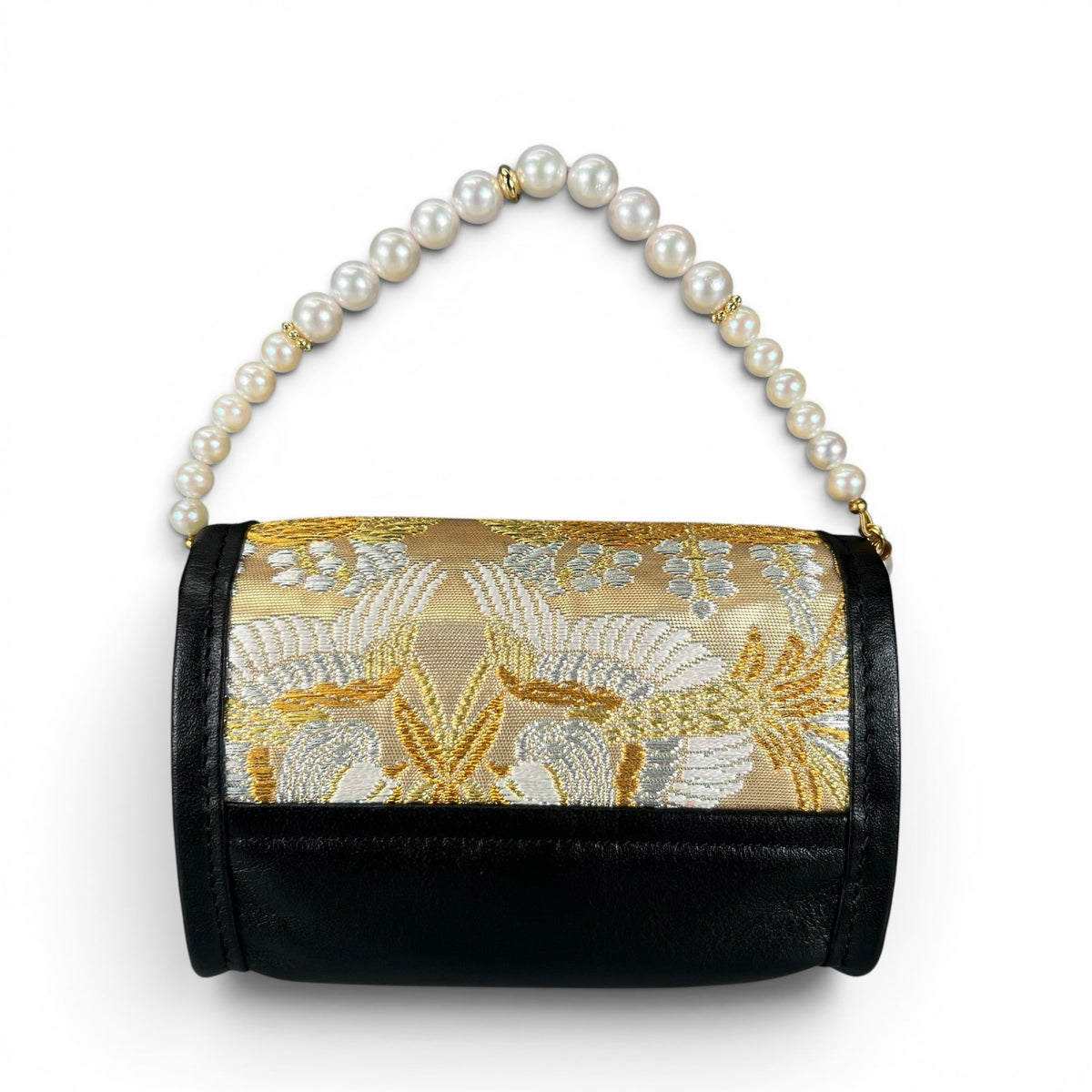 "Ichimatsu Phoenix" obi and pearl micro bag