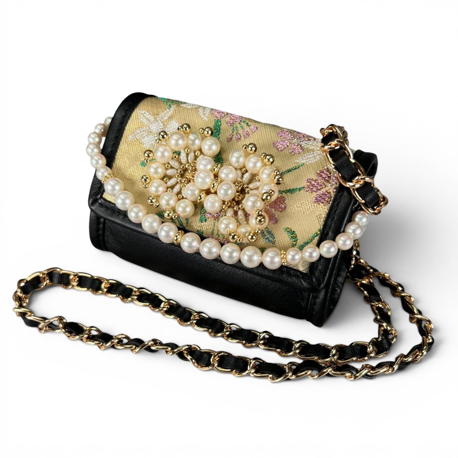 「蝶舞う桜」帯と真珠のMicro bag