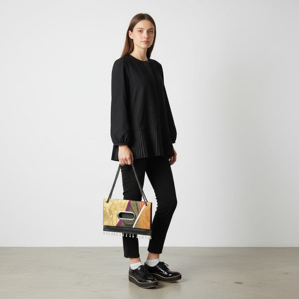源氏香と梅の記憶、真珠煌めく帯のClutch bag