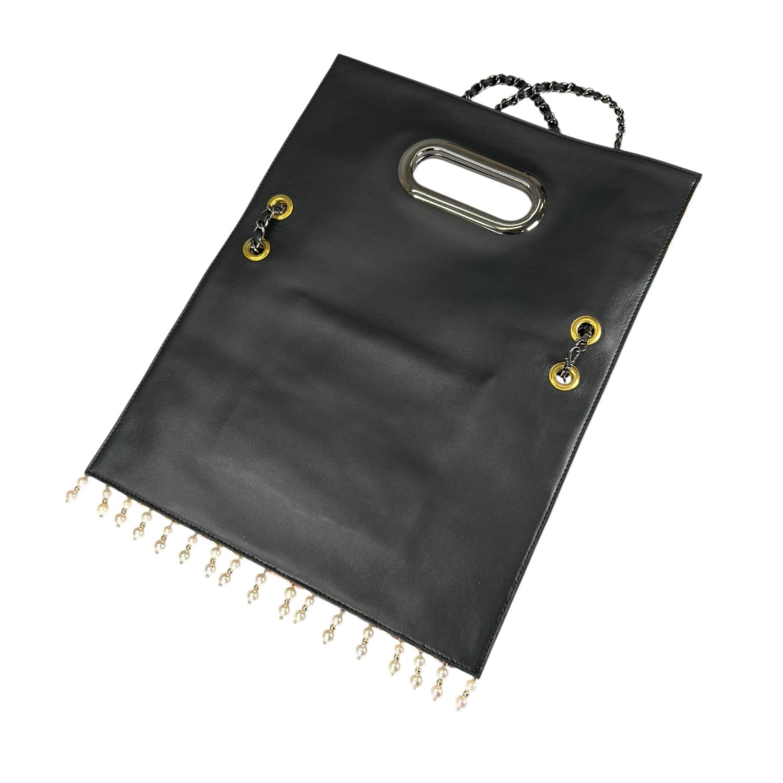 松梅の情景、ヴィンテージ帯と革のClutch bag