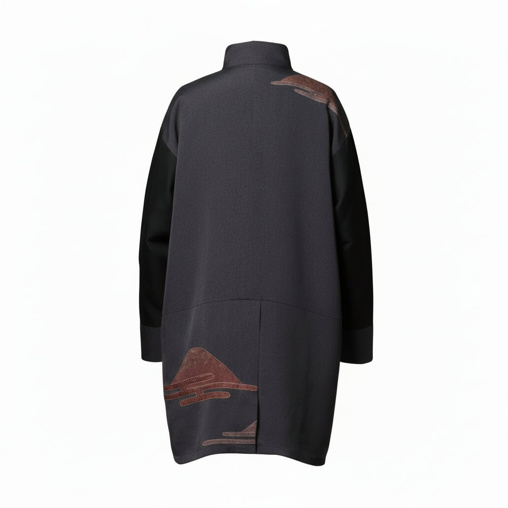 遠山ヱ霞鶴刺繍 訪問着のモダンコート