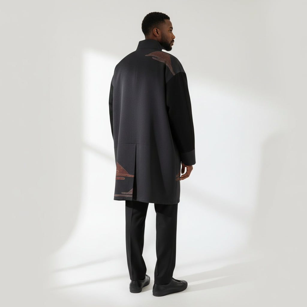 遠山ヱ霞鶴刺繍 訪問着のモダンコート