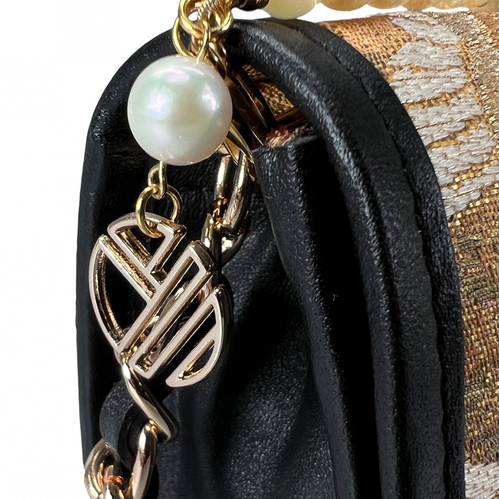 "Cranes, Pine, Bamboo, and Plum" Gold Leaf Obi Micro Bag