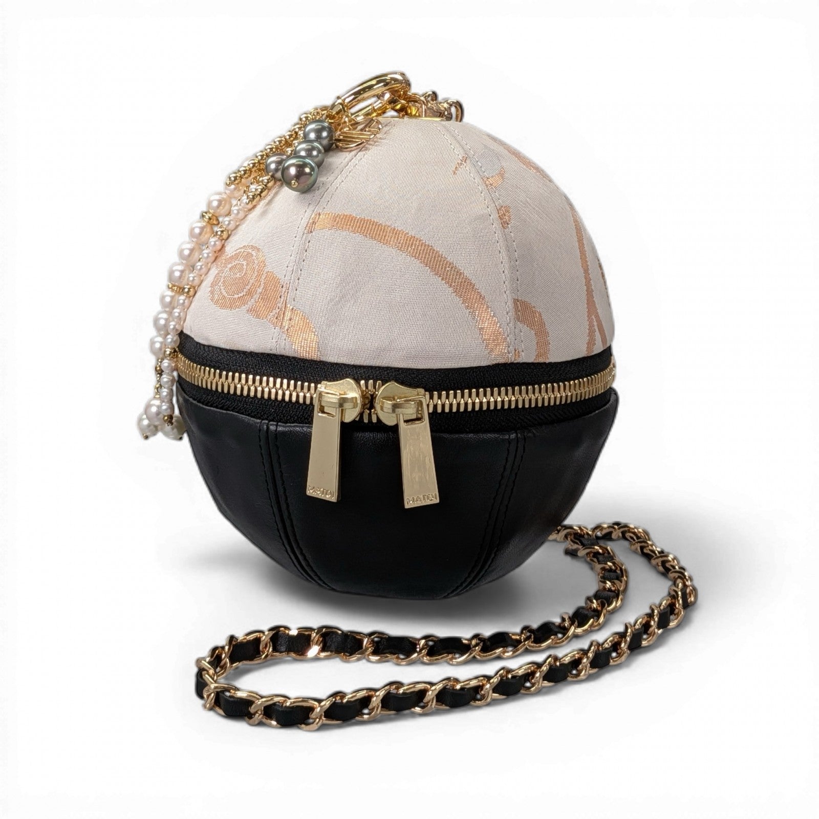 「花唐草文様」ヴィンテージ帯と本革の Mari Bag