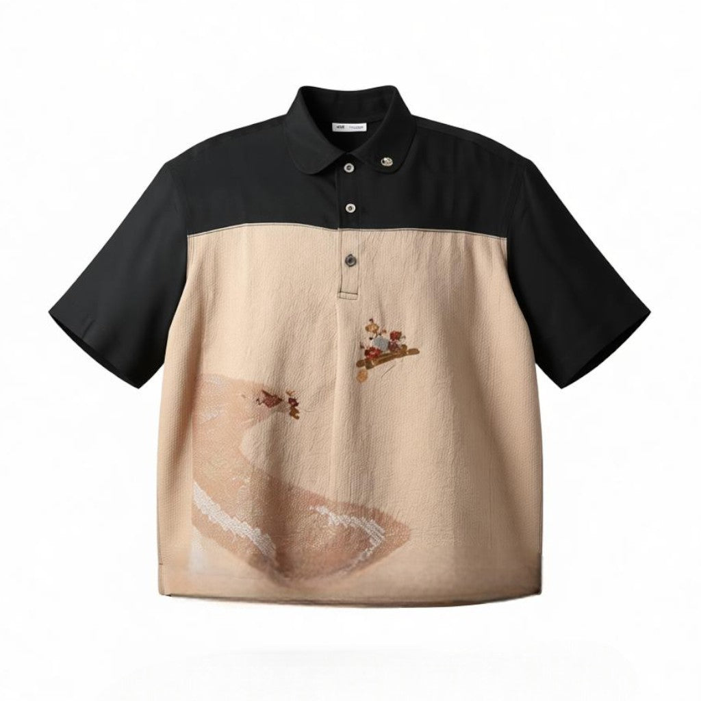 黒留袖を纏う羽二重絹のシャツ