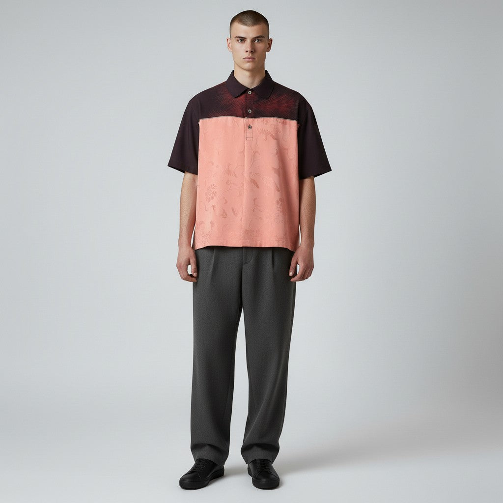 揺れる草花と深紫のシルクシャツ