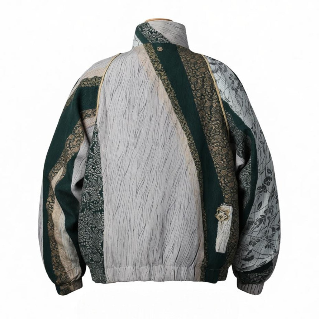 鳳凰が舞う絞り草花模様ブルゾン