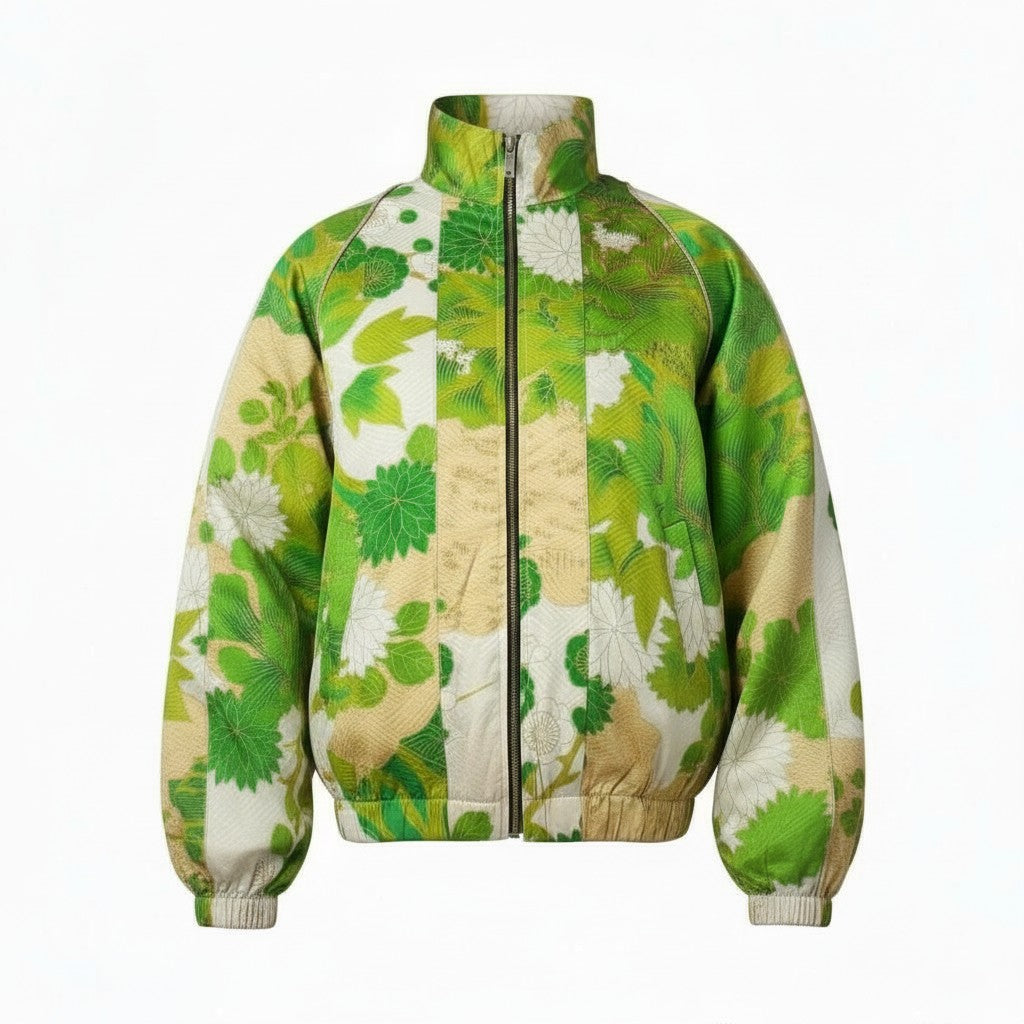 和を纏う緑基調の振袖ブルゾン