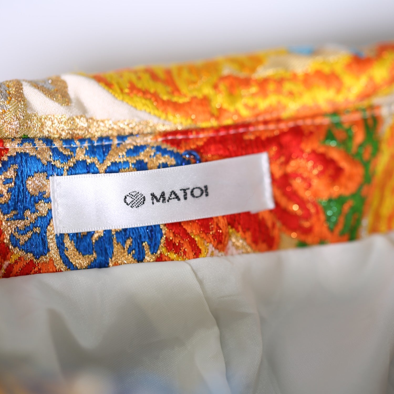 藍紫色の小紋と袋帯、和の贅沢パンツ