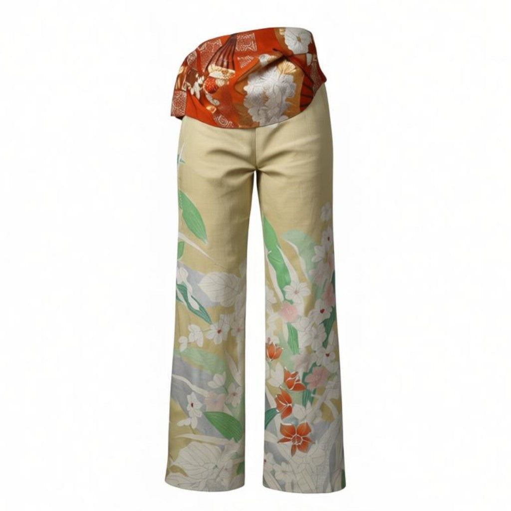 Sparkling floral fan design with elegant pants