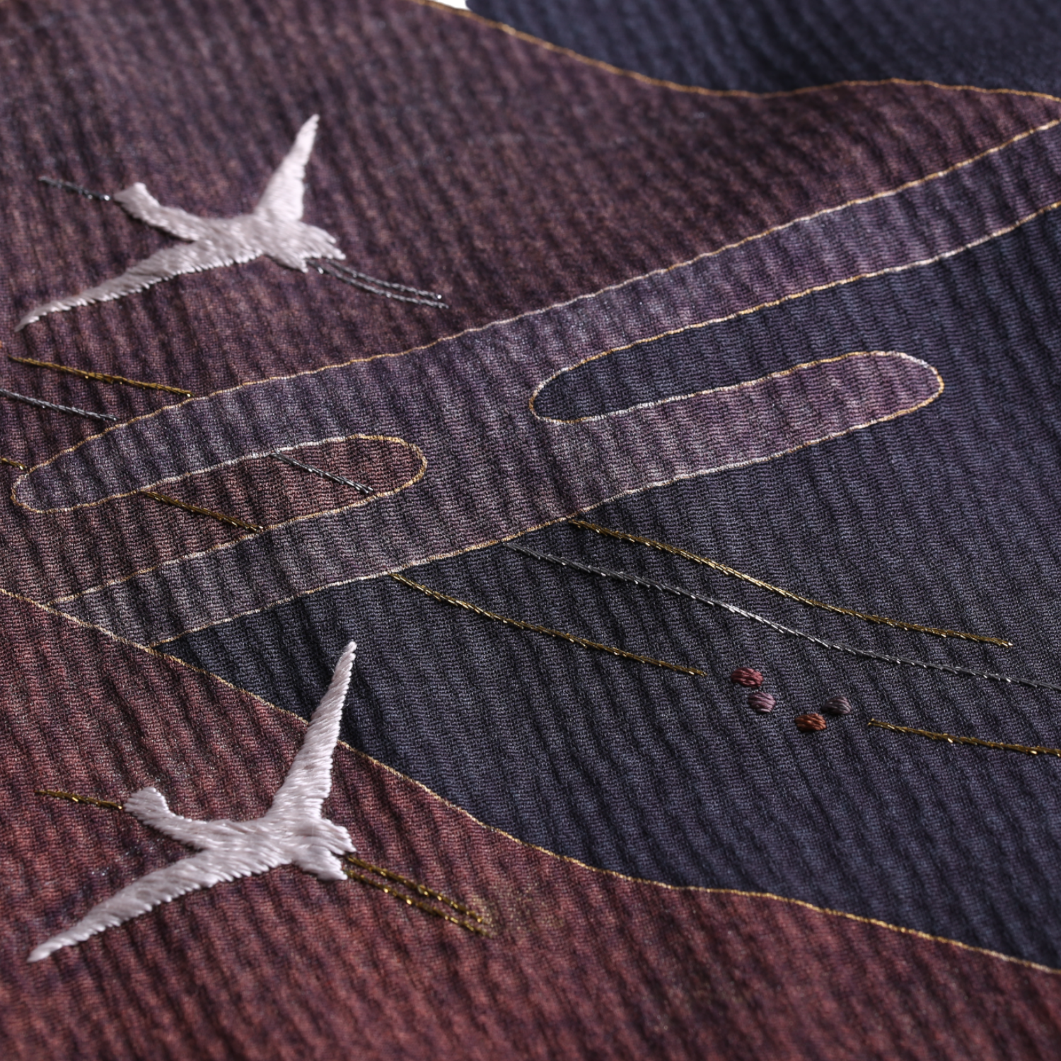 遠山ヱ霞鶴刺繍 訪問着のモダンコート