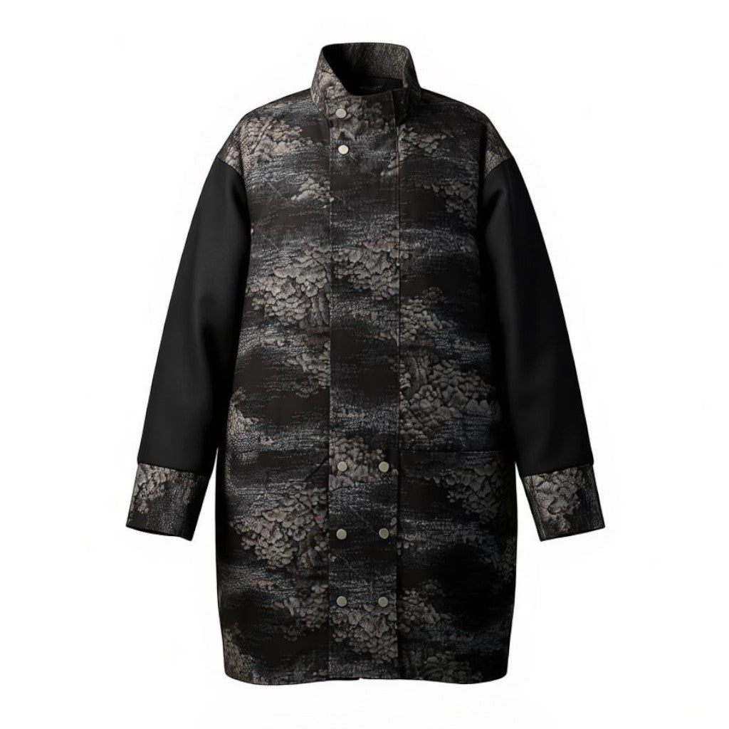 風景模様 紬のシンプルモダンコート