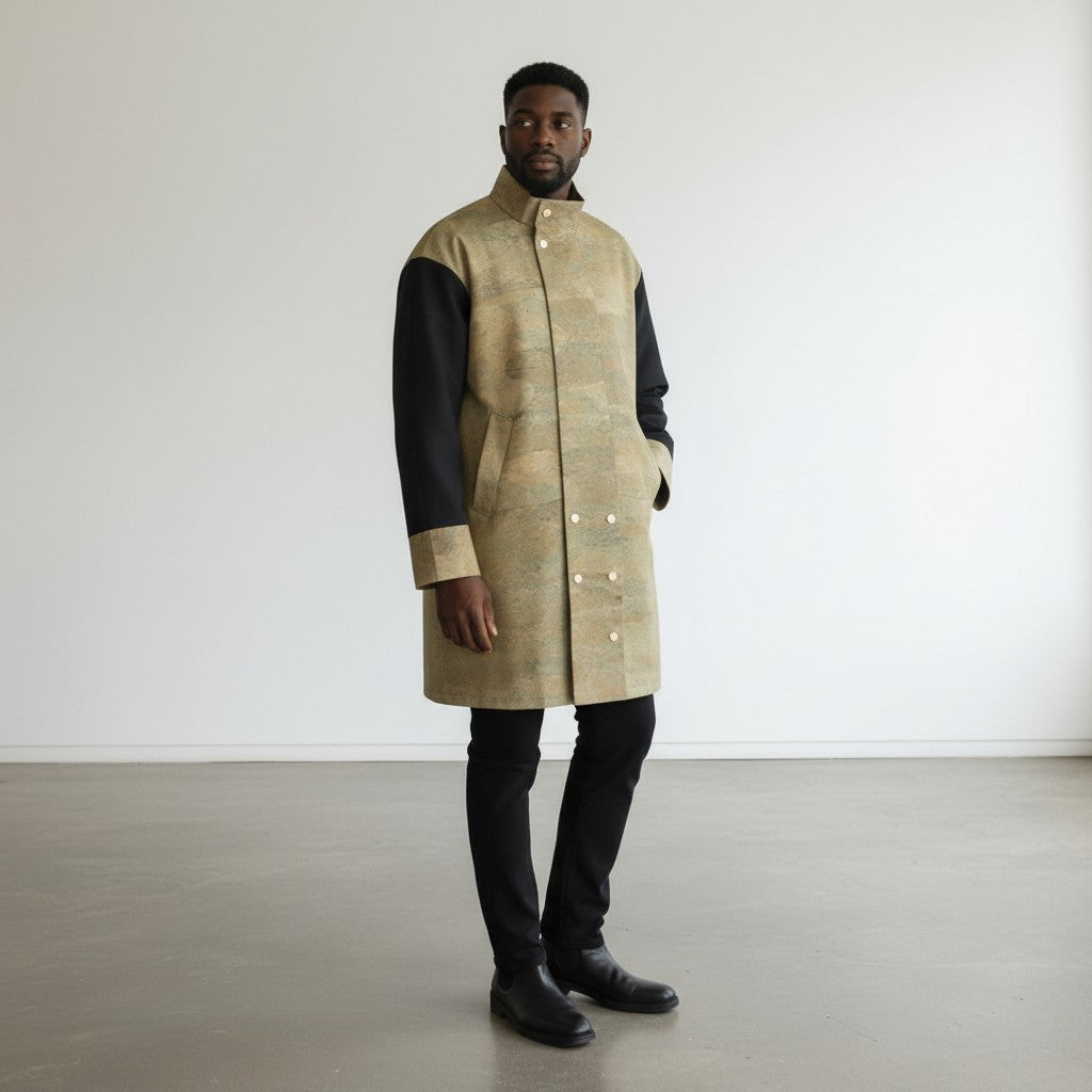 Haze pattern black sleeve fashion coat