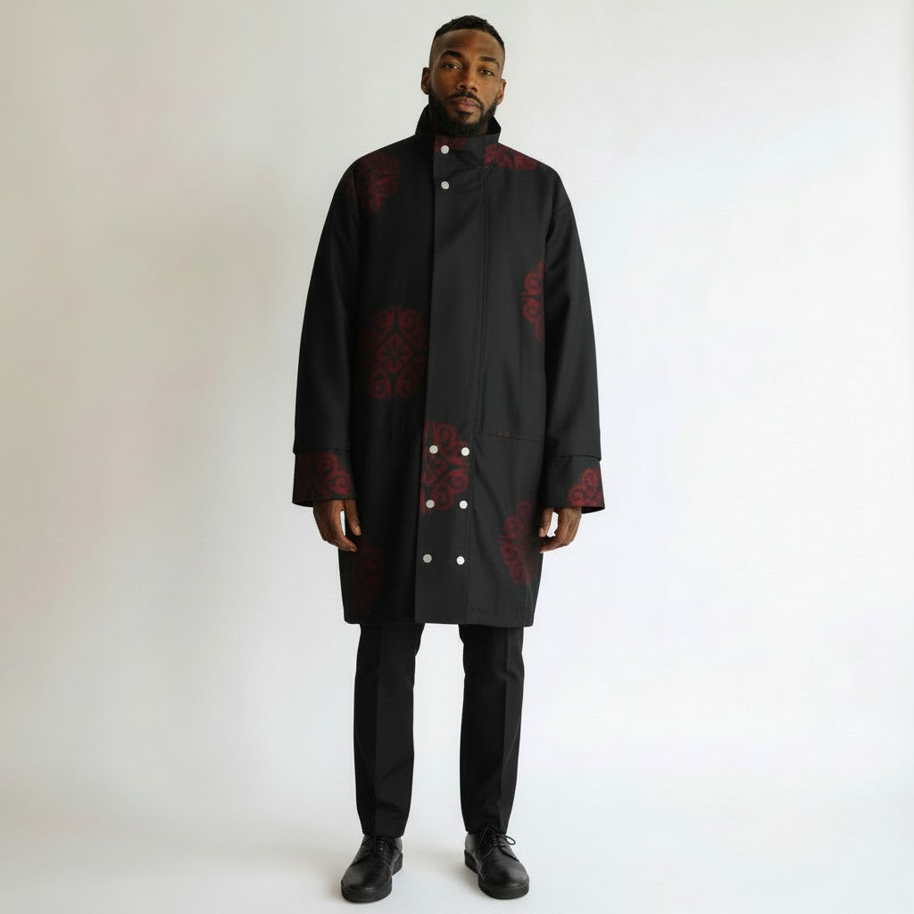 Black and red modern coat