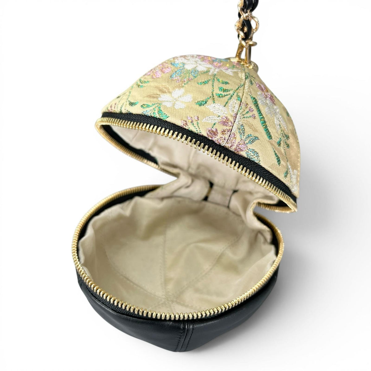 枝垂桜蝶帯と上質革のMari Bag