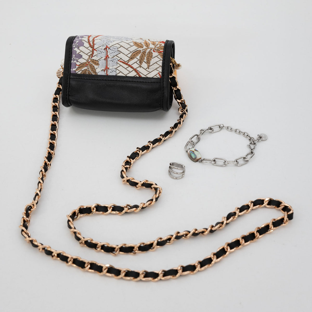 "Marumon Fuji Botan" Obi and Pearl Micro Bag