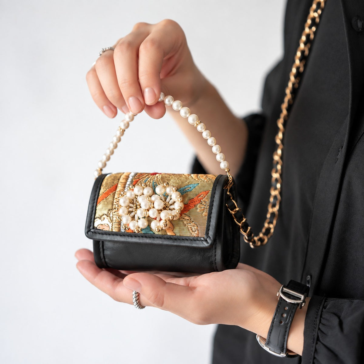 "Phoenix Kamon" Pearl and Obi Treasure Micro Bag