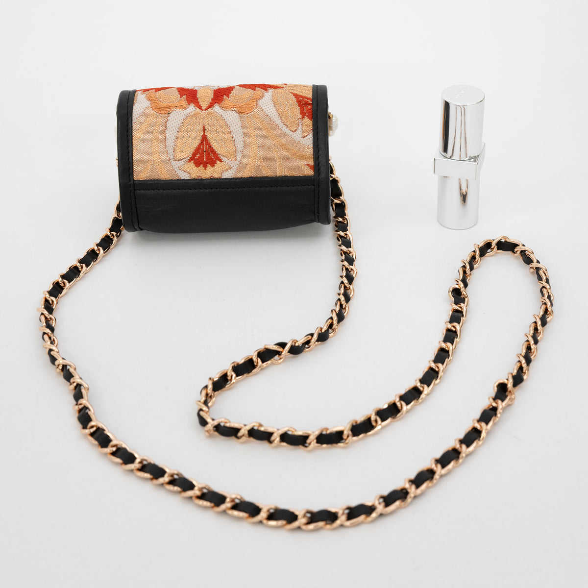"Kikubun Kikkou" obi and akoya pearl micro bag