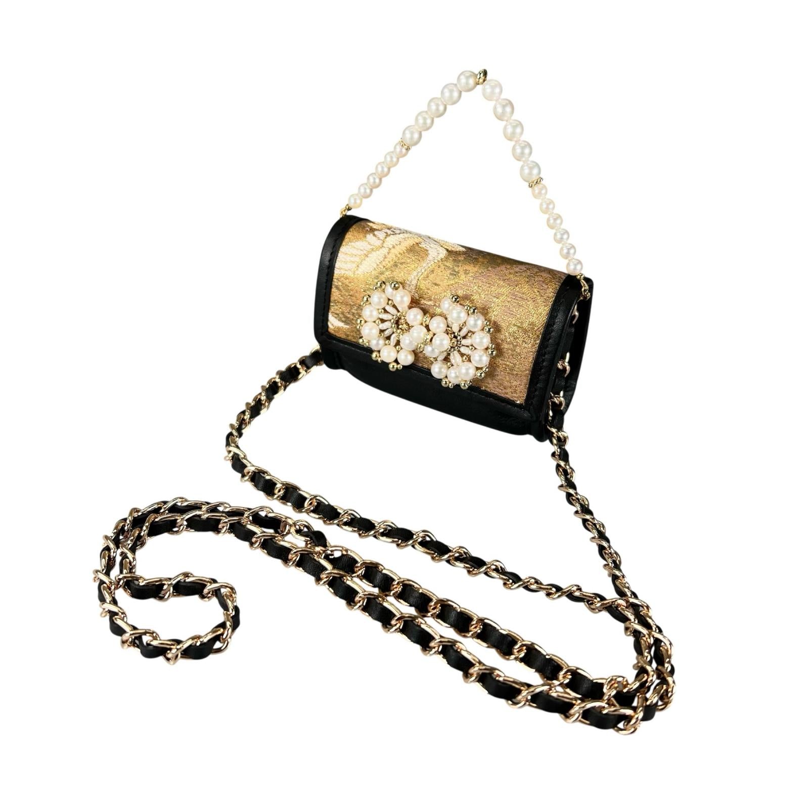 「群鶴松竹梅」金箔帯のMicro bag